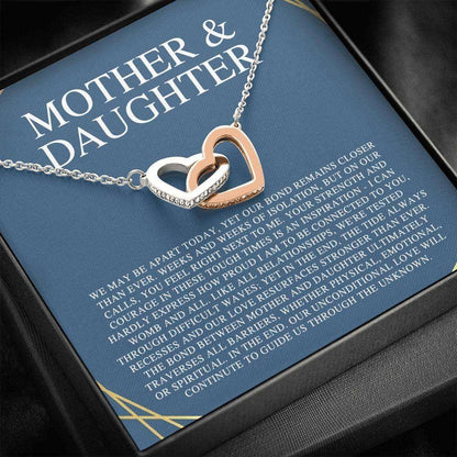 Mom Necklace, Mother & Daughter We May Be Apart Interlocking Hearts Necklace Gifts For Daughter Rakva