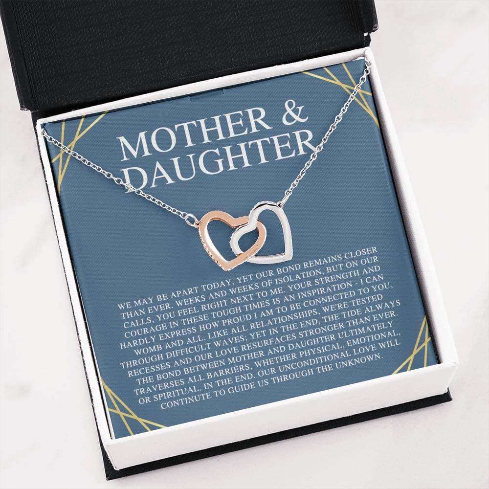 Mom Necklace, Mother & Daughter We May Be Apart Interlocking Hearts Necklace Gifts For Daughter Rakva