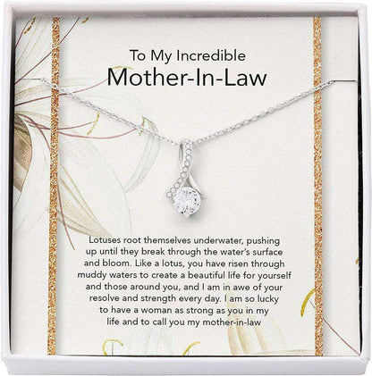 Mom Necklace, Mother-In-Law Necklace, Presents For Mom Gifts, Lotus Incredible Gifts for Mother (Mom) Rakva