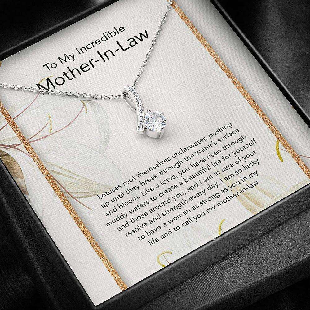 Mom Necklace, Mother-In-Law Necklace, Presents For Mom Gifts, Lotus Incredible Gifts for Mother (Mom) Rakva