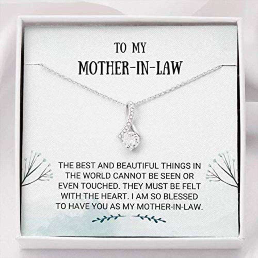 Mom Necklace, Mother-In-Law Necklace, To My Mother-In-Law Necklace “ The Best And Beautiful Things In The World Can Not Be Seen Or Even Touch Gifts for Mother (Mom) Rakva