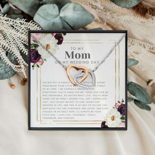 Mom Necklace, Mother Of Bride Gift: Wedding Gift For Mom, Mother Of Bride Gift From Daughter, Mom Thank You Gift, Hearts Necklace. Gifts For Daughter Rakva