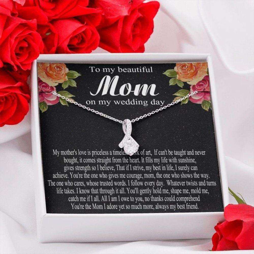 Mom Necklace, Mother Of The Bride Gift, Gift From Bride Daughter, Beauty Necklace Gift On My Wedding Day, Necklace Gift For Mom Gifts For Daughter Rakva