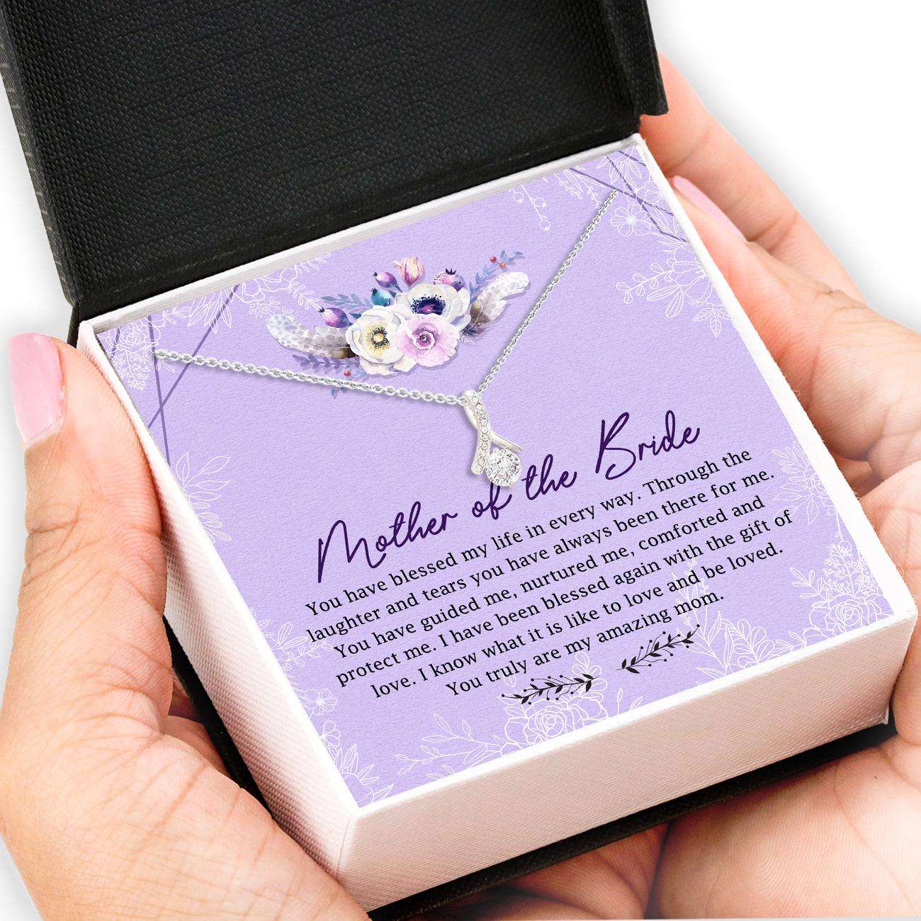 Mom Necklace, Mother Of The Bride Necklace Card “ Alluring Beauty Necklace “ Mother Of The Bride Gifts Gifts for Mother (Mom) Rakva