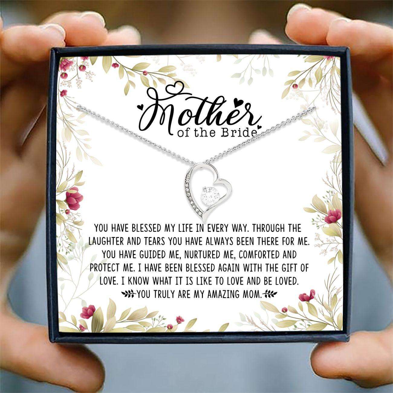 Mom Necklace “ Mother Of The Bride Necklace Card Message “ Jewelry For Mom Of Bride, Mom Gifts Wedding Gifts for Mother (Mom) Rakva