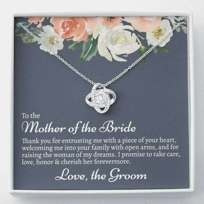 Mom Necklace, Mother Of The Bride Necklace Wedding Gift, Promise To Take Care, Love Knot Necklace Gift For Mom Gifts for Mother (Mom) Rakva