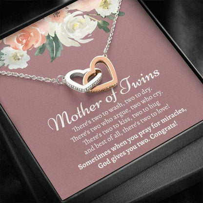 Mom Necklace, Mother Of Twins Congrats, Mother’S Day Necklace Gift, Interlocking Hearts Necklace Gift For Mom Gifts for Mother (Mom) Rakva