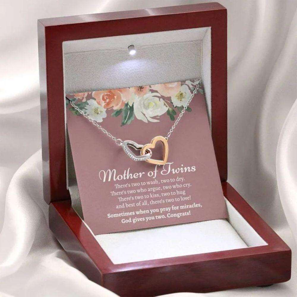 Mom Necklace, Mother Of Twins Congrats, Mother’S Day Necklace Gift, Interlocking Hearts Necklace Gift For Mom Gifts for Mother (Mom) Rakva