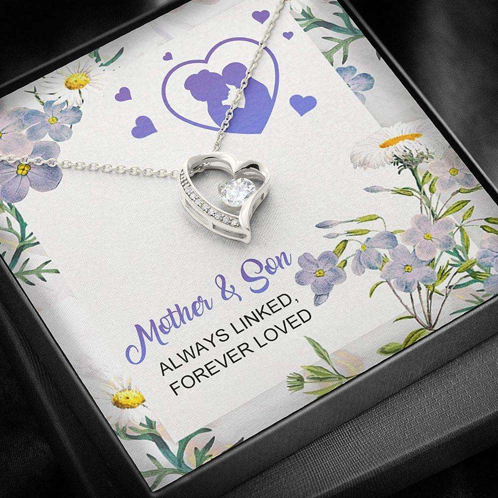 Mom Necklace, Mother Son Necklace, Presents For Mom Gifts, Always Linked Forever Loved Gifts for Daughter-In-Law Rakva