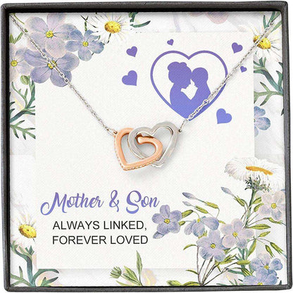 Mom Necklace, Mother Son Necklace, Presents For Mom Gifts, Always Linked Forever Loved Gifts for Daughter-In-Law Rakva