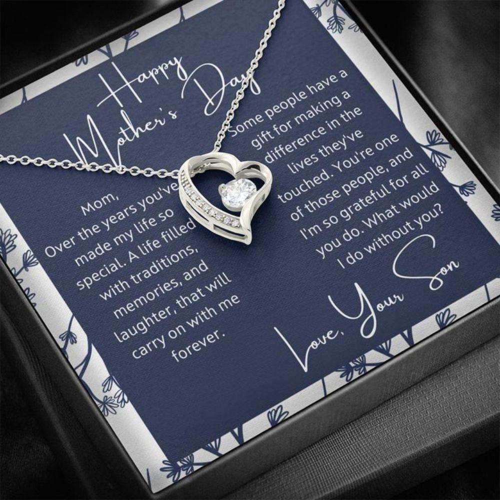 Mom Necklace, Mother’S Day Gift From Son “ What Would I Do? Gift Necklace Message Card Gifts for Mother (Mom) Rakva