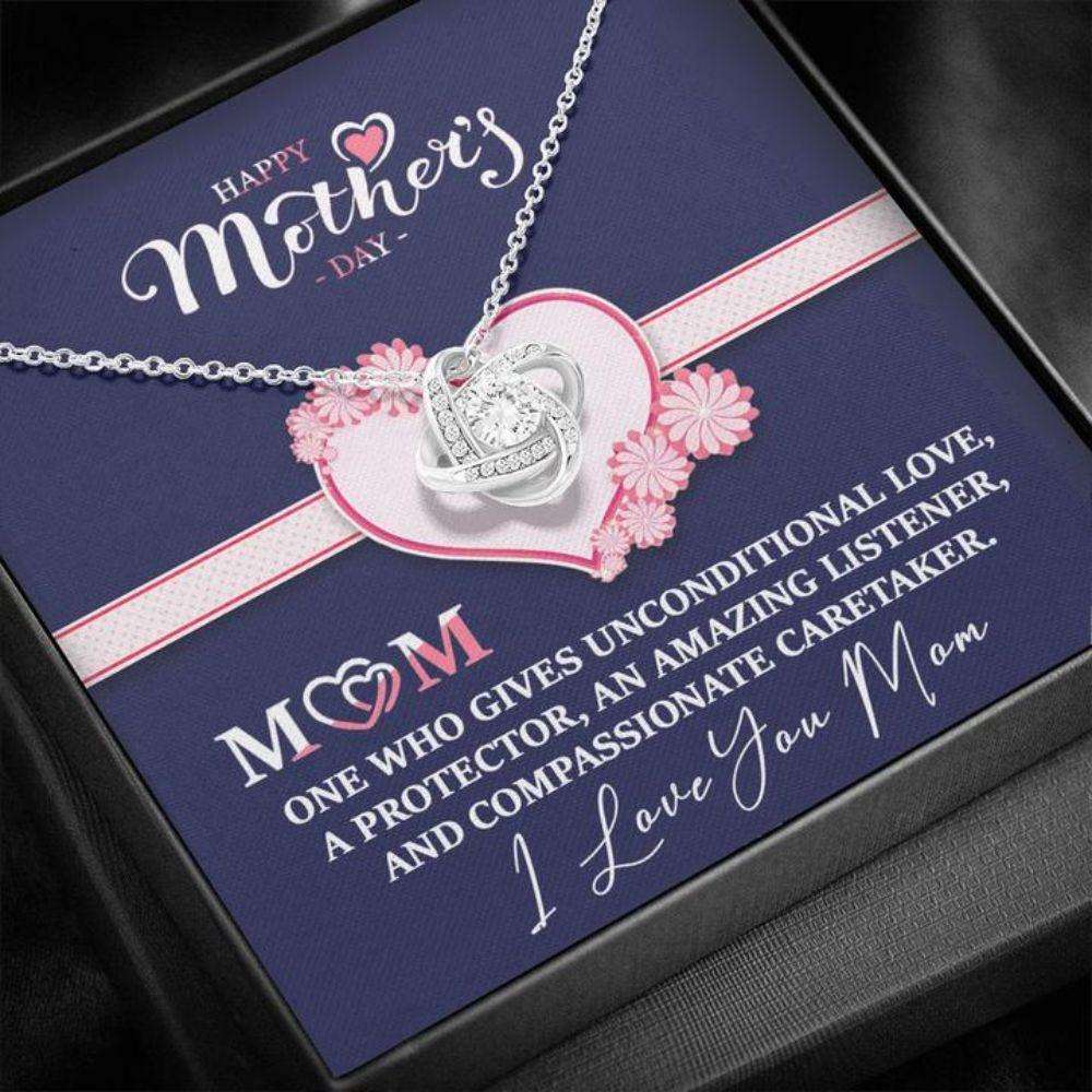 Mom Necklace, Mother’S Day Gift “ Mom Necklace “ Unconditional Love “ Gift Necklace Message Card Gifts for Mother (Mom) Rakva