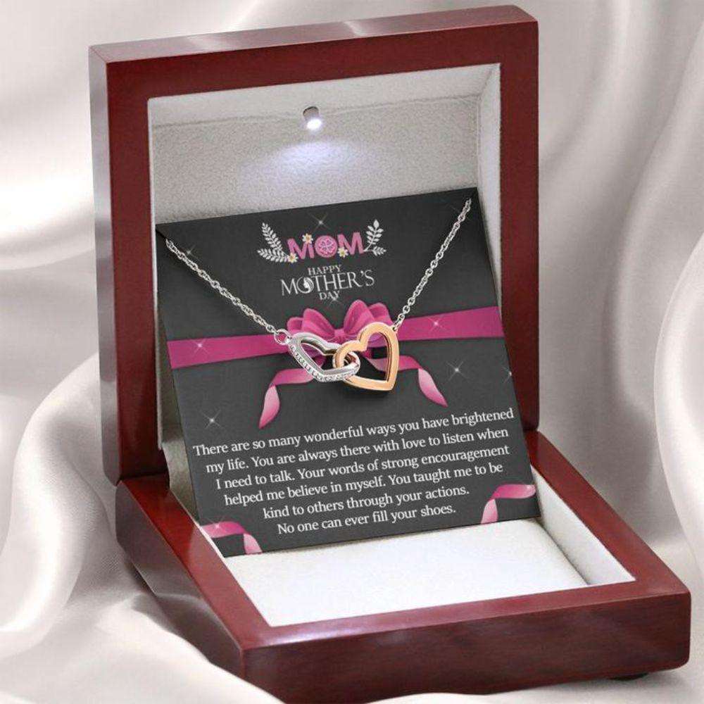 Mom Necklace, Mother’S Day Gift “ Necklace To Mom “ Never Fill Your Shoes “ Gift Necklace Message Card Gifts for Mother (Mom) Rakva