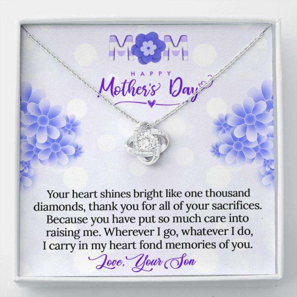 Mom Necklace, Mother’S Day Gift “ To Mom From Son “ Gift Necklace Message Card Gifts for Mother (Mom) Rakva