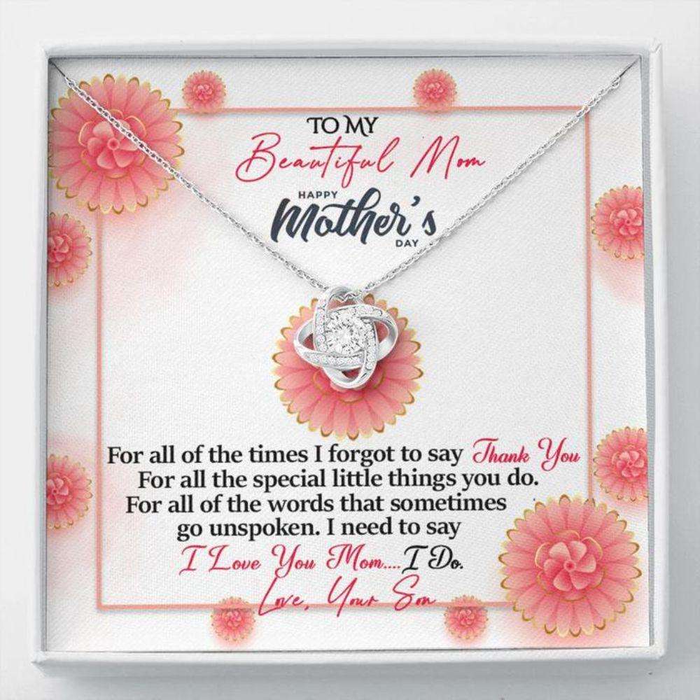 Mom Necklace, Mother’S Day Gift “ To Mom From Son Necklace “ Thank You “ Gift Necklace Message Card Gifts for Mother (Mom) Rakva