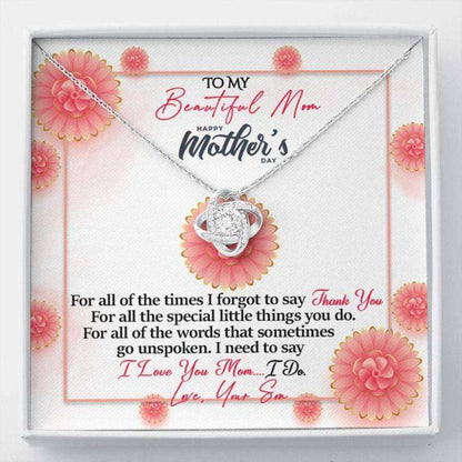 Mom Necklace, Mother’S Day Gift “ To Mom From Son Necklace “ Thank You “ Gift Necklace Message Card Gifts for Mother (Mom) Rakva