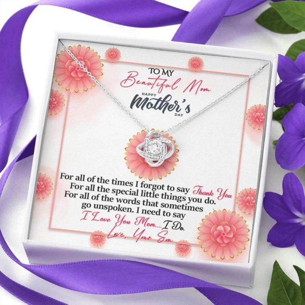 Mom Necklace, Mother’S Day Gift “ To Mom From Son Necklace “ Thank You “ Gift Necklace Message Card Gifts for Mother (Mom) Rakva