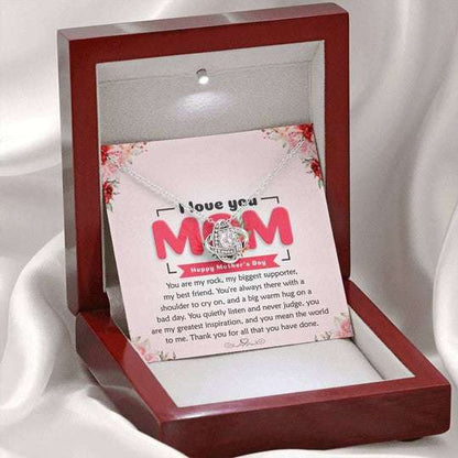 Mom Necklace, Mother’S Day Necklace Gift For Mom Love Knot Necklace You Are My Rock Gifts for Mother (Mom) Rakva