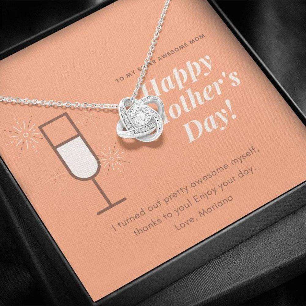 Mom Necklace, Mother’S Day Necklace Gift From Husband, Gift For My Second Mom, Love Knot Necklace Gift For Mom Gifts for Mother (Mom) Rakva