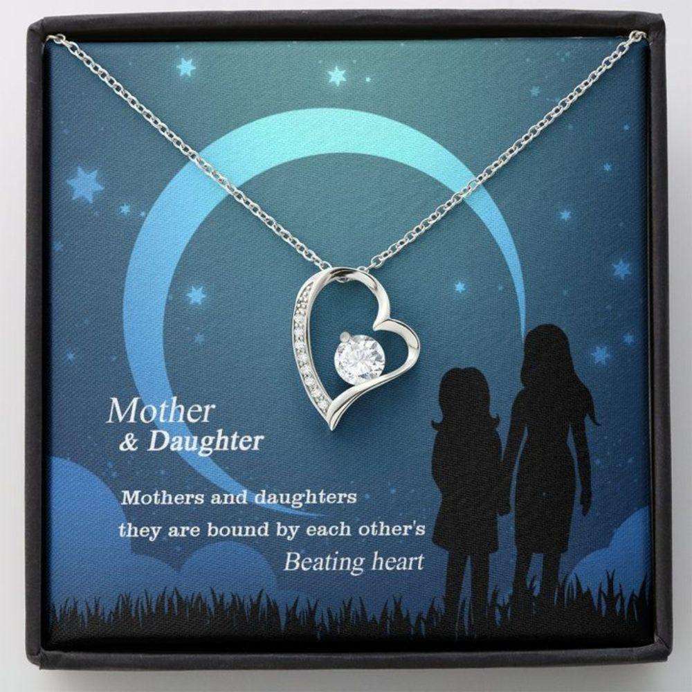 Mom Necklace, Mother’S Day Necklace Gift, Mother And Dauther They Are Bound By Each Other’S Beating Heart Necklace Gift For Mom Gifts for Mother (Mom) Rakva