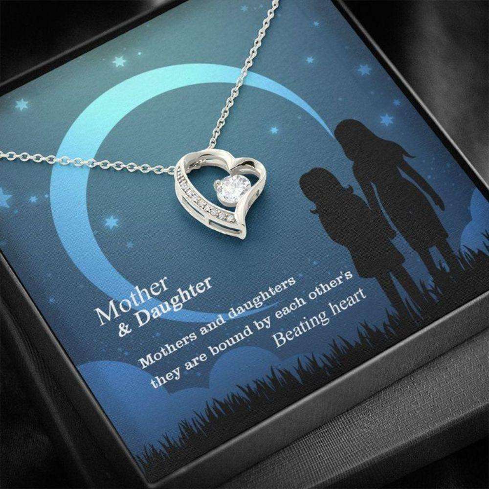 Mom Necklace, Mother’S Day Necklace Gift, Mother And Dauther They Are Bound By Each Other’S Beating Heart Necklace Gift For Mom Gifts for Mother (Mom) Rakva