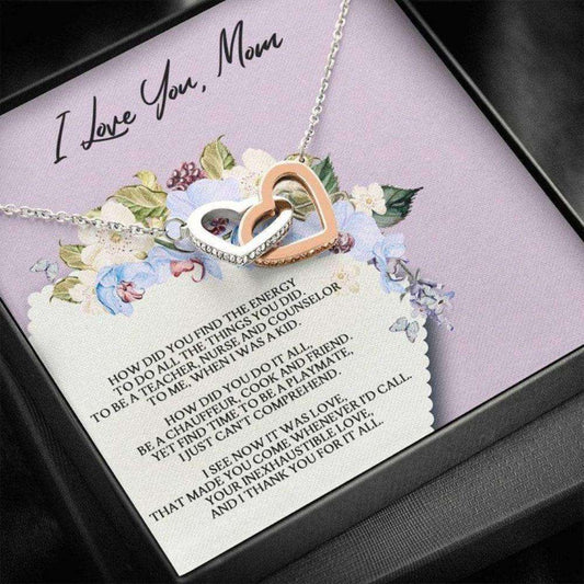 Mom Necklace, Mother’S Day Necklace Gift Necklace, Thanks For Your Inexhaustible Love, Interlocking Hearts Necklace Gift For Mom Gifts for Mother (Mom) Rakva