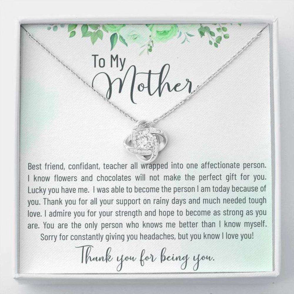 Mom Necklace, Mother’S Day Necklace Gift, Thank You For Being You, Love Knot Necklace Gift For Mom Gifts for Mother (Mom) Rakva