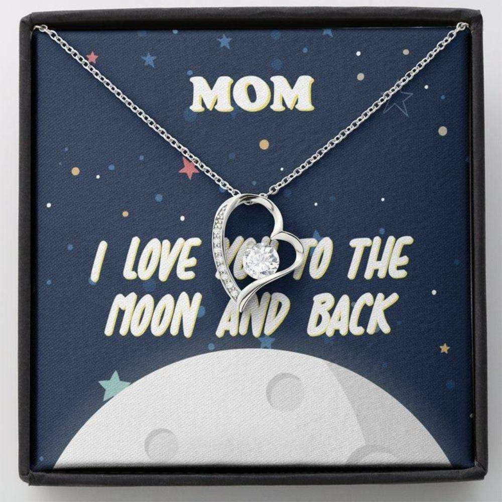 Mom Necklace, Mother’S Day Necklace, Mom I Love You The Moon And Back Neckalce, Mom Gift, Forever Love Necklace Gifts for Mother (Mom) Rakva