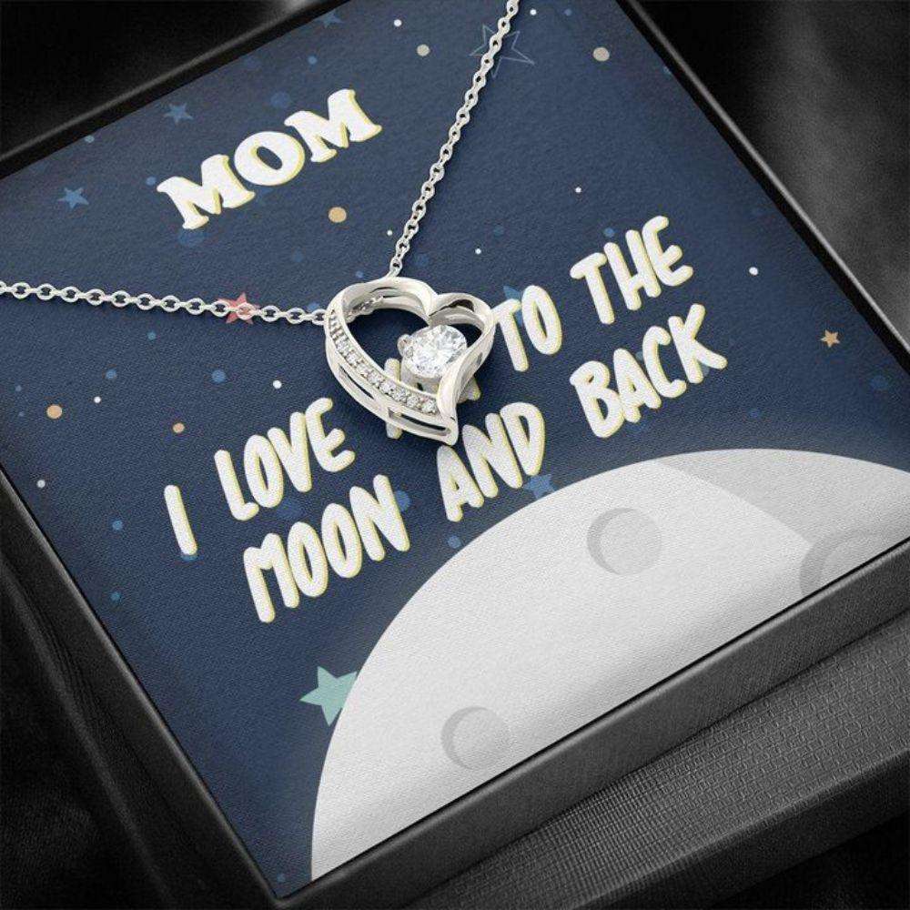 Mom Necklace, Mother’S Day Necklace, Mom I Love You The Moon And Back Neckalce, Mom Gift, Forever Love Necklace Gifts for Mother (Mom) Rakva