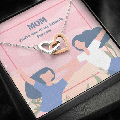 Mom Necklace, Mother’S Day Necklace, Mom You’Re One Of My Favorite Parents, Mom Gifts, Interlocking Hearts Necklace Gift For Mom Gifts for Mother (Mom) Rakva