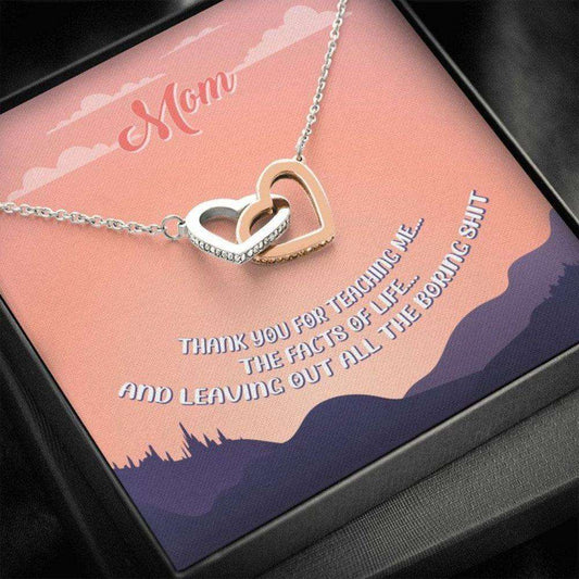 Mom Necklace, Mother’S Day Necklace, Thank You For Teaching Me Necklace, Mom Gifts, Interlocking Hearts Necklace Gift For Mom Gifts for Mother (Mom) Rakva