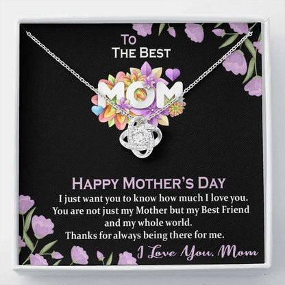 Mom Necklace, Mothers Day Gift Jewelry Love Knot Pendant The Best Mom Msg Card Gifts for Mother (Mom) Rakva