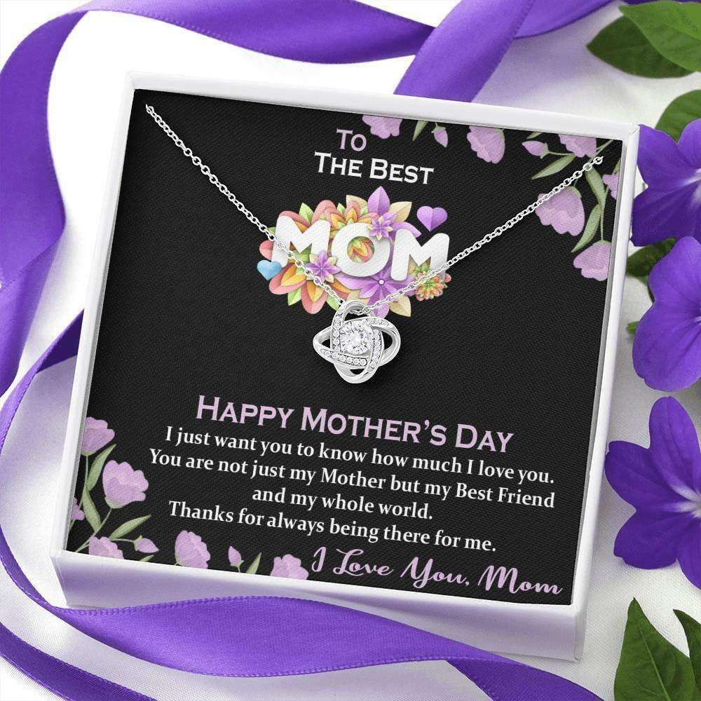 Mom Necklace, Mothers Day Gift Jewelry Love Knot Pendant The Best Mom Msg Card Gifts for Mother (Mom) Rakva