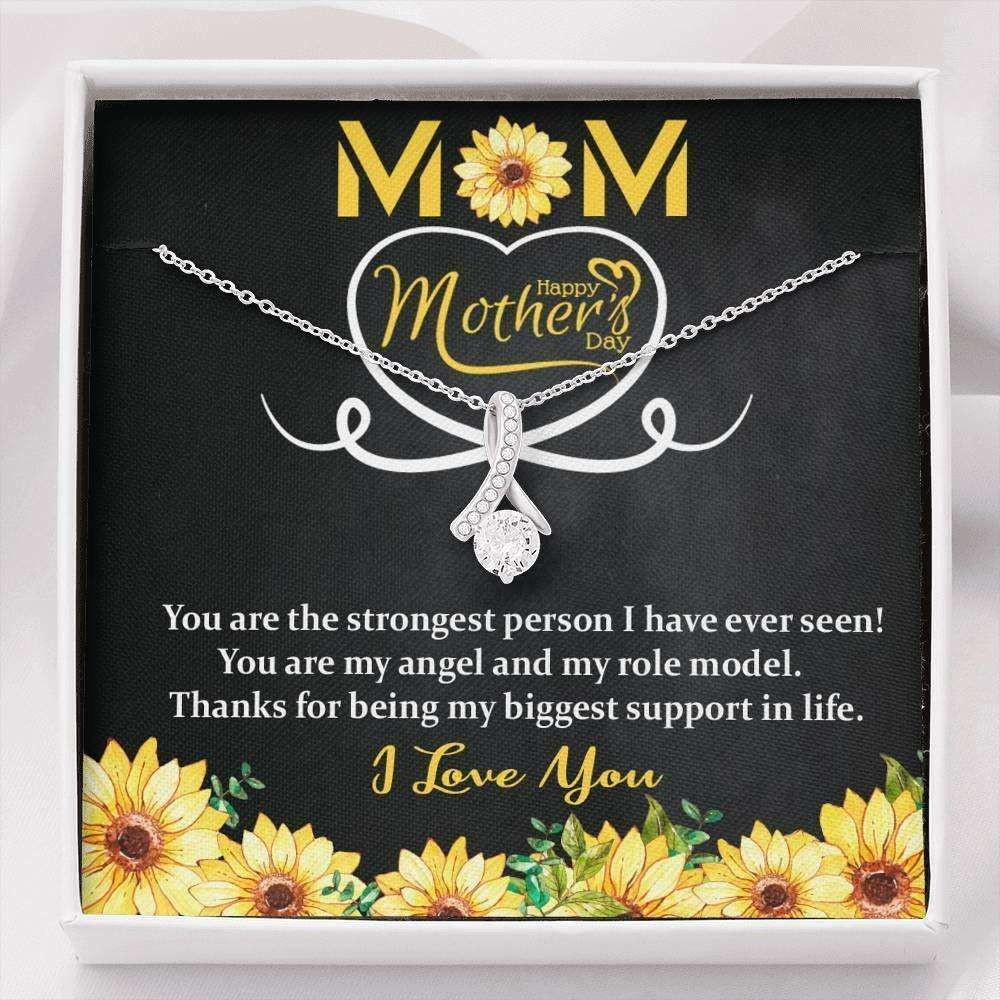 Mom Necklace, Mothers Day Gift Mom Jewelry Cz Necklace Sunflower Msg Card Gifts for Mother (Mom) Rakva