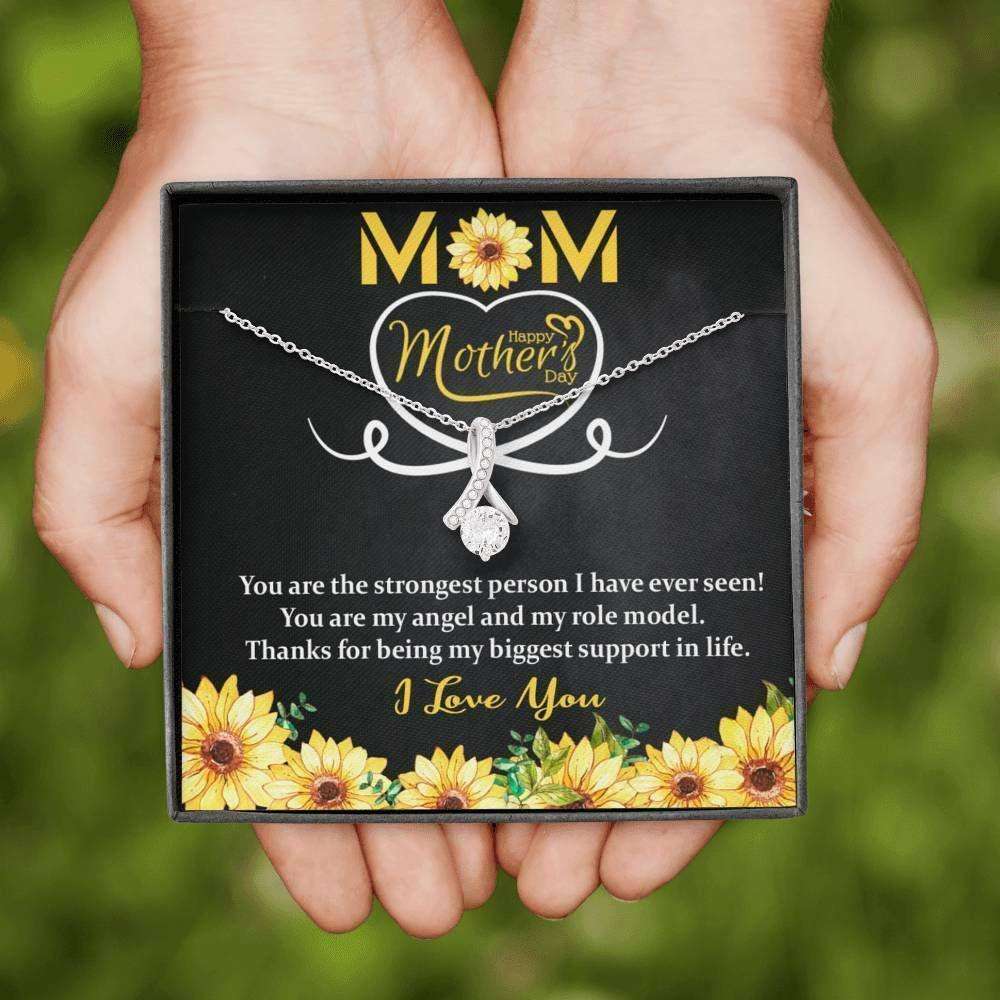 Mom Necklace, Mothers Day Gift Mom Jewelry Cz Necklace Sunflower Msg Card Gifts for Mother (Mom) Rakva