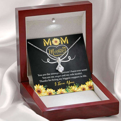 Mom Necklace, Mothers Day Gift Mom Jewelry Cz Necklace Sunflower Msg Card Gifts for Mother (Mom) Rakva