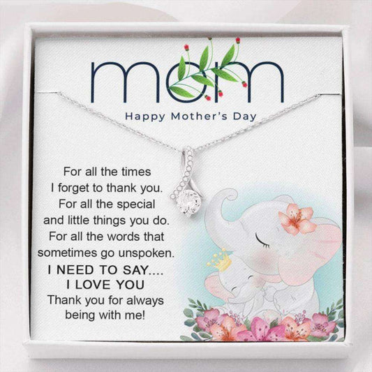 Mom Necklace, Mothers Day Necklace For Mom, Happy Mothers Day Gift For Mom, Elephant Ribbon Necklace For Mom Gifts for Mother (Mom) Rakva