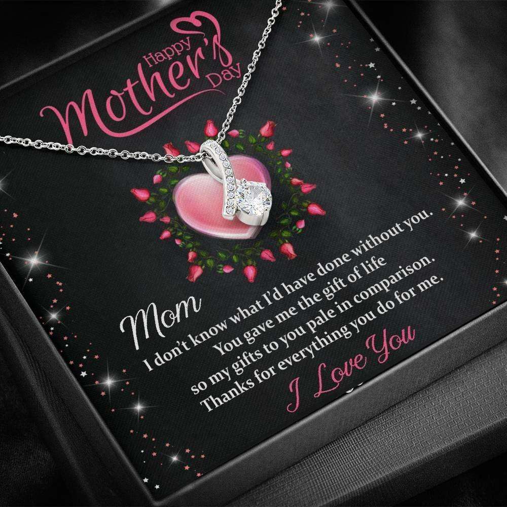 Mom Necklace, Mothers Day Necklace Gift Mom Jewelry Cz Necklace Gift Of Life Msg Card Gifts for Mother (Mom) Rakva