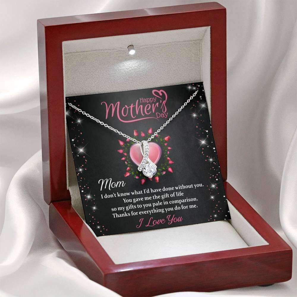 Mom Necklace, Mothers Day Necklace Gift Mom Jewelry Cz Necklace Gift Of Life Msg Card Gifts for Mother (Mom) Rakva