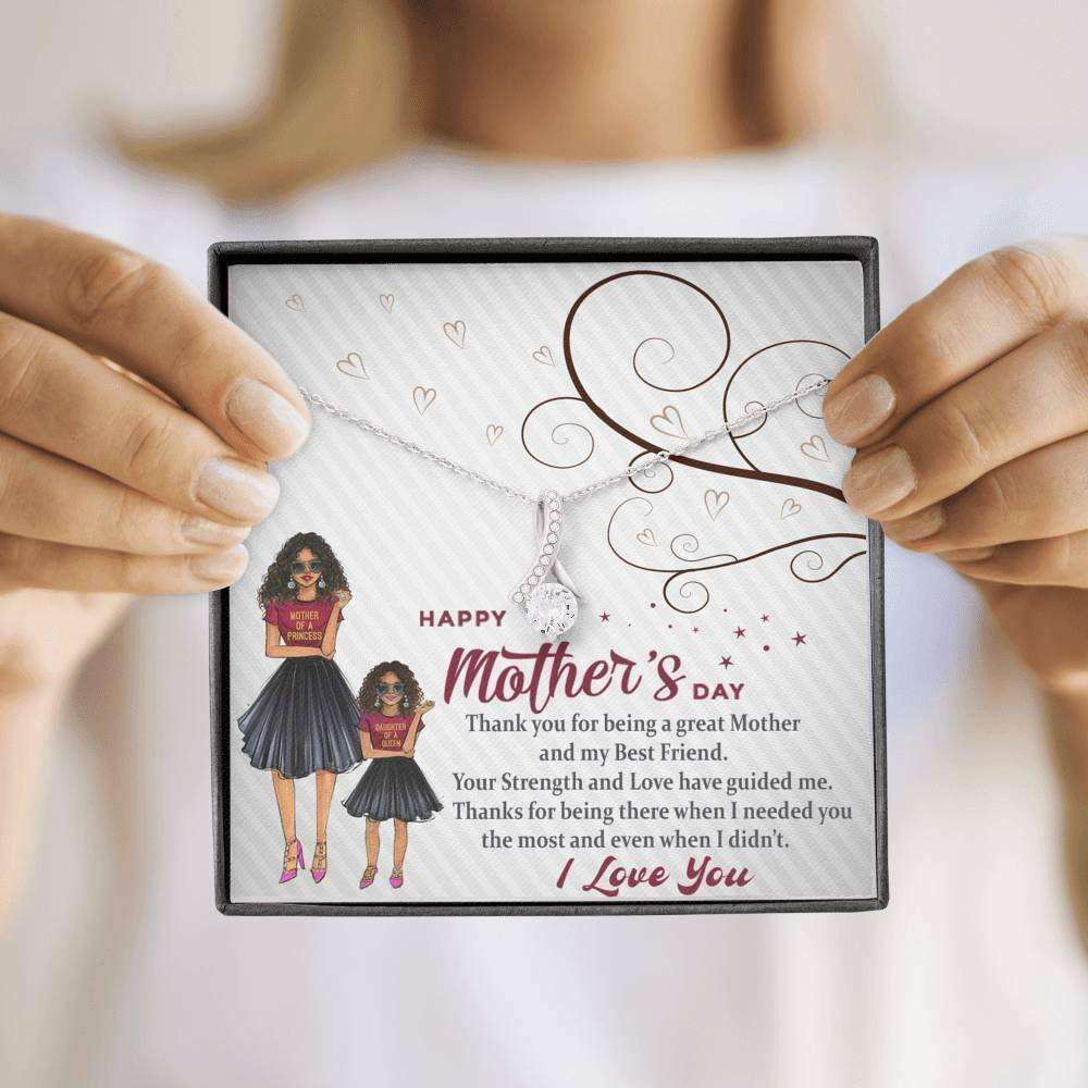 Mom Necklace, Mothers Day Necklace Gift Mom Jewelry Cz Necklace Mom Thank You Msg Card Gifts for Mother (Mom) Rakva