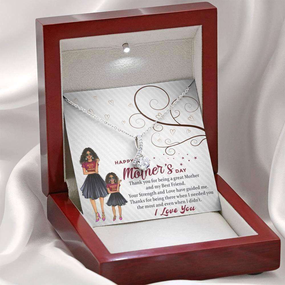 Mom Necklace, Mothers Day Necklace Gift Mom Jewelry Cz Necklace Mom Thank You Msg Card Gifts for Mother (Mom) Rakva