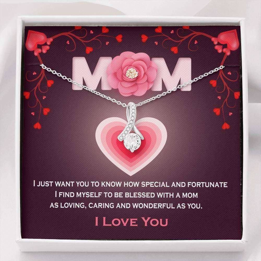 Mom Necklace, Mothers Day Necklace Gift Mom Jewelry Cz Necklace Special Mom Msg Card Gifts for Mother (Mom) Rakva