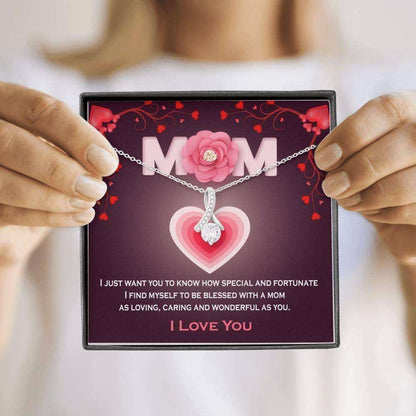 Mom Necklace, Mothers Day Necklace Gift Mom Jewelry Cz Necklace Special Mom Msg Card Gifts for Mother (Mom) Rakva