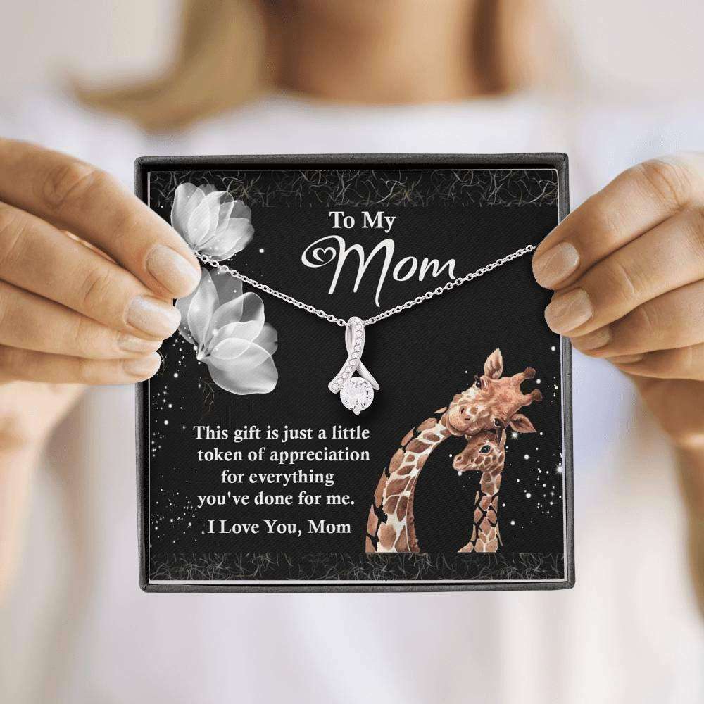 Mom Necklace, Mothers Day Necklace Gift Mom Jewelry Cz Necklace To My Mom Msg Card Gifts for Mother (Mom) Rakva