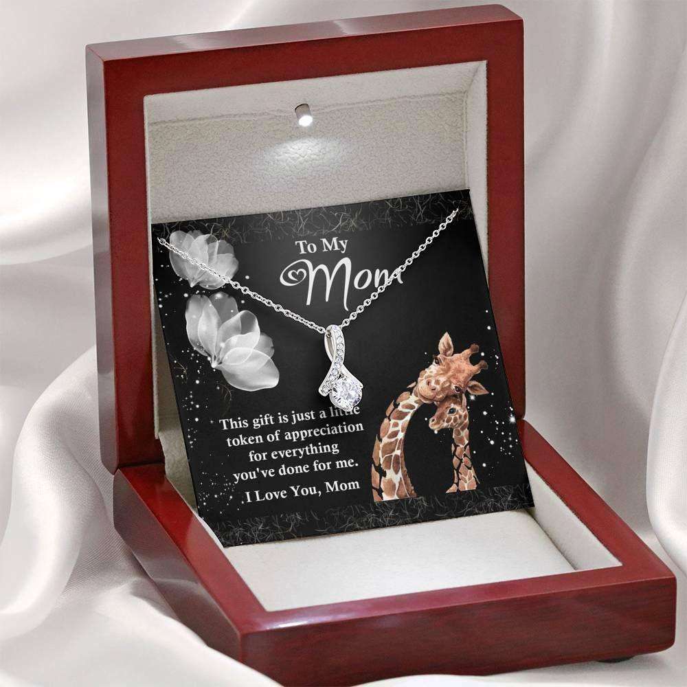 Mom Necklace, Mothers Day Necklace Gift Mom Jewelry Cz Necklace To My Mom Msg Card Gifts for Mother (Mom) Rakva