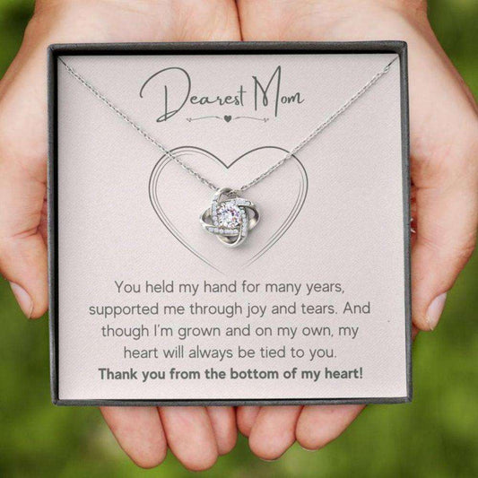 Mom Necklace, Mothers Day Necklace Mom, My Heart Will Always Be Tied To You Necklace Gifts for Mother (Mom) Rakva