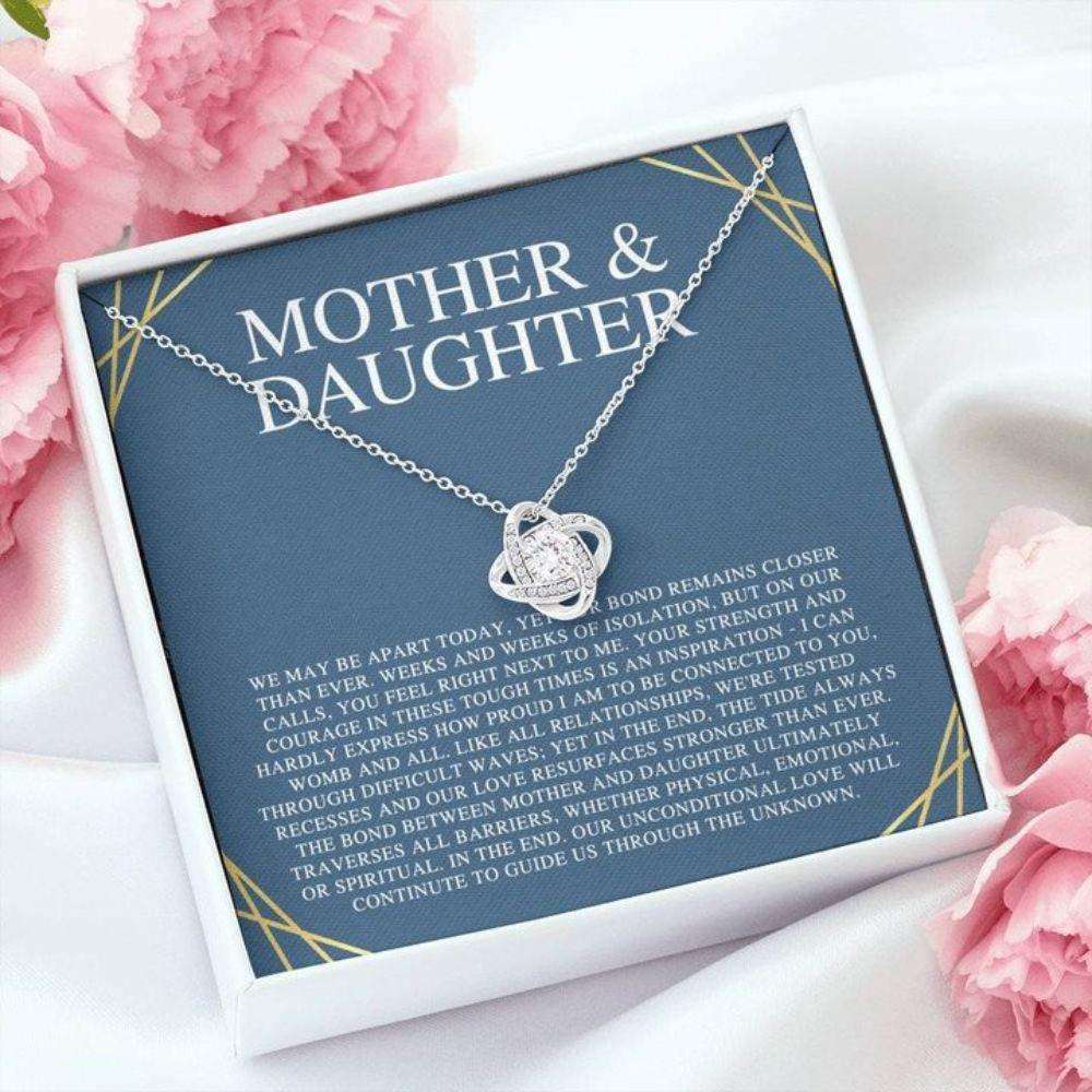 Mom Necklace, Mothers Day Necklace Mother & Daughter We May Be Apart Love Knot Necklace Gifts For Daughter Rakva