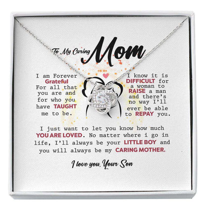 Mom Necklace, Mothers Day Necklace To My Caring Mom “ I’Ll Always Be Your Little Boy And You Will Always Be My Caring Mother Custom Necklace Gifts for Mother (Mom) Rakva