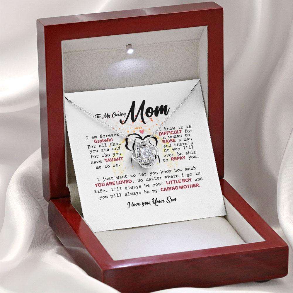 Mom Necklace, Mothers Day Necklace To My Caring Mom “ I’Ll Always Be Your Little Boy And You Will Always Be My Caring Mother Custom Necklace Gifts for Mother (Mom) Rakva