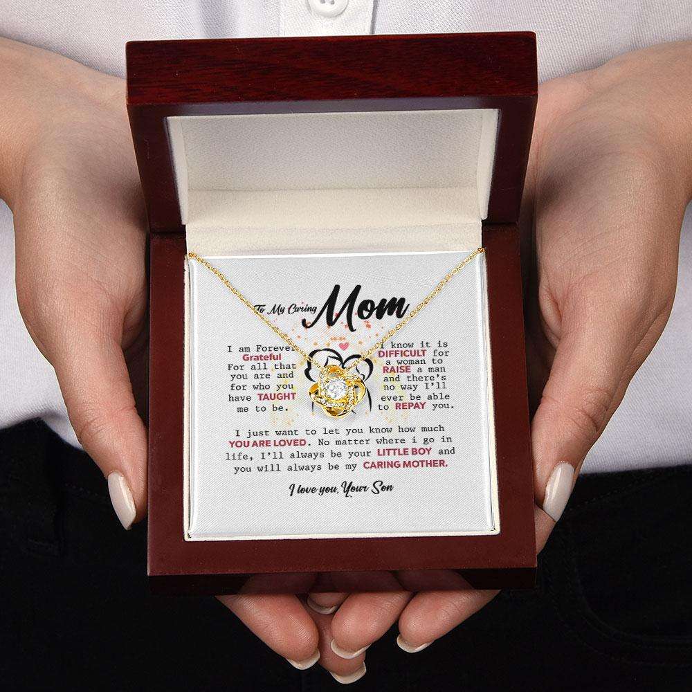 Mom Necklace, Mothers Day Necklace To My Caring Mom “ I’Ll Always Be Your Little Boy And You Will Always Be My Caring Mother Custom Necklace Gifts for Mother (Mom) Rakva